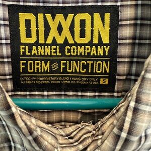 DIXXON Men's Plaid short sleeve Shirt - Black, tan and Cream